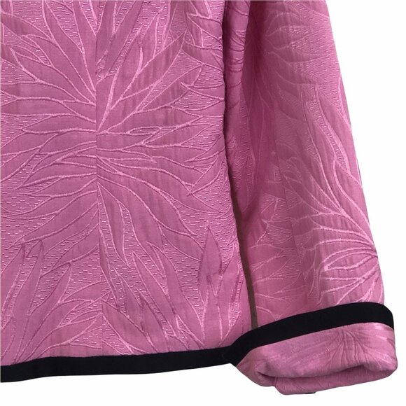 Samuel Dong Womens Cocktail Jacket Sz Medium Full Zip Quilted Detail Pink Black - Picture 6 of 10